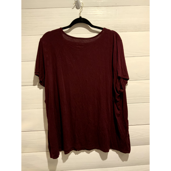 LANE BRYANT ~ New NWT 22 24 ~ Bordeaux WEEKEND VIBES Ruffle Shirt 3X - Picture 3 of 3